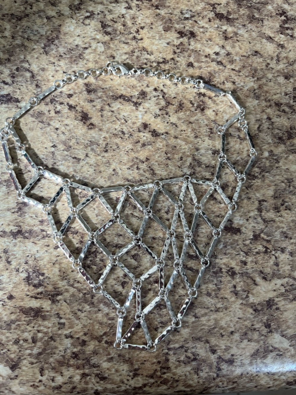 Premier Designs Silver Lattice Statement Necklace